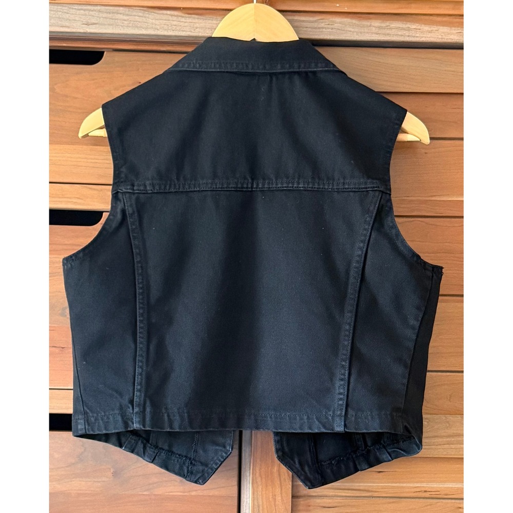Vintage Watch LA Sz Large Black Denim Vest With Removable Silver Embellishments - Picture 2 of 4